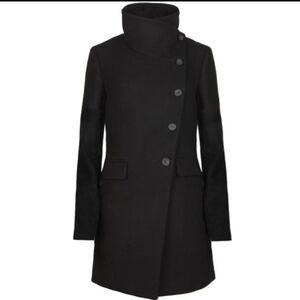 AllSaints Coat Gray Wool Asymmetric Button Fuse Coat Peacoat Winter Jacket 6